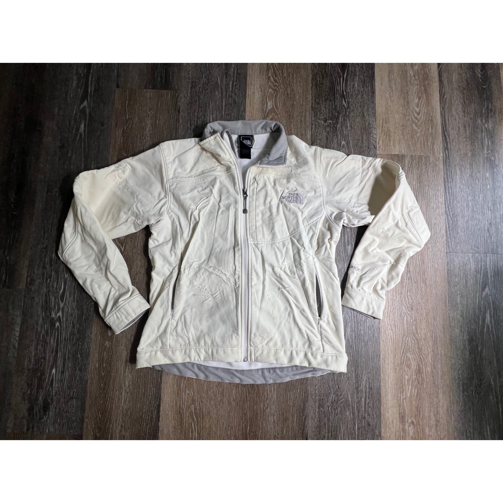 The North Face Apex Softshell Jacket Womens L Off White Full Zip Fleece Lined